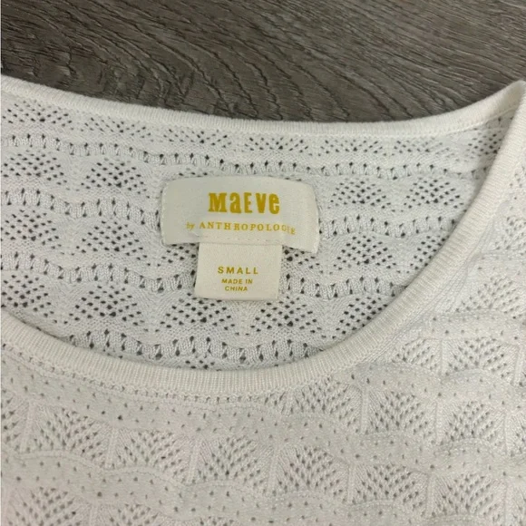 MAEVE by Anthropologie ribbed lace nylon viscose top contrast size small white - Picture 6 of 8